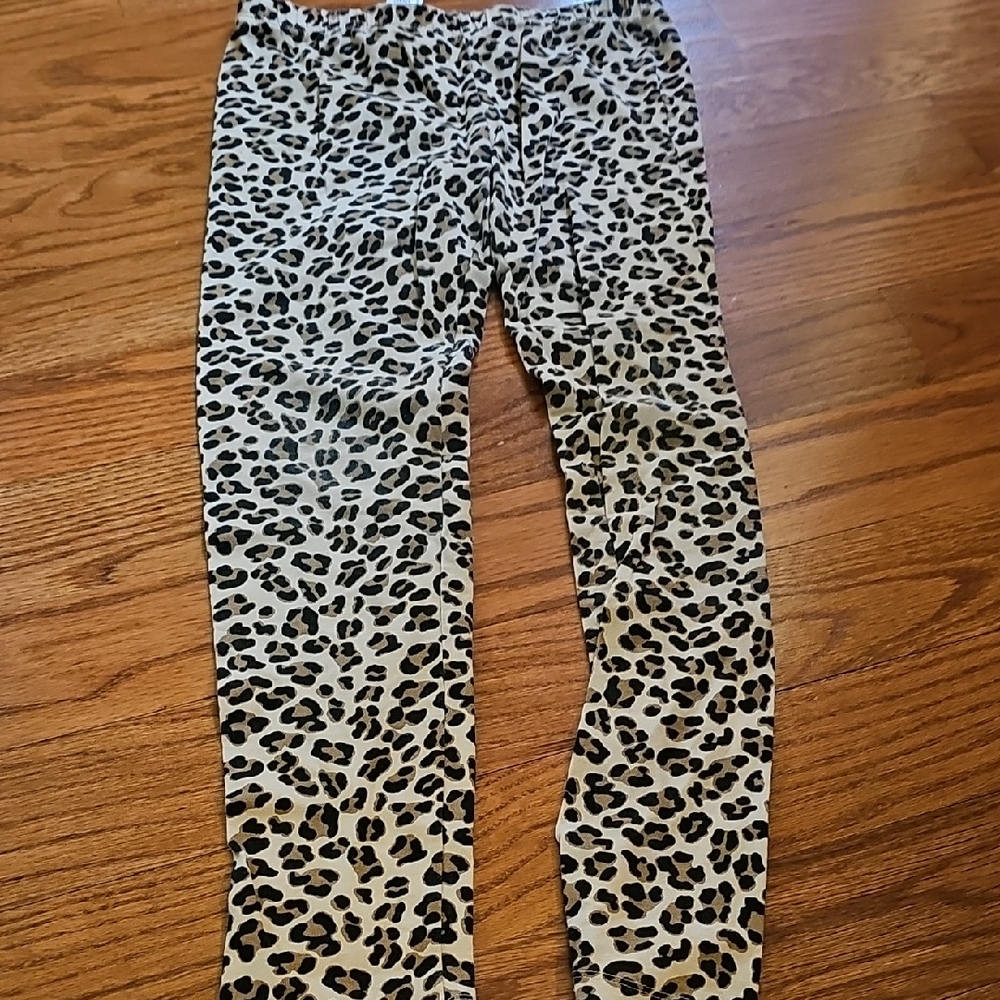 Leopard Print Leggings - Black & Cream